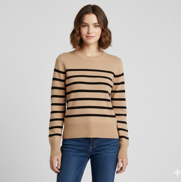 a new day Sweaters - a new day Tan and Black Striped Sweater